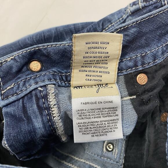 Miss Me Jeans 27x30 Signature Skinny Blue Denim Embellished Flap Pocket Aztec - Picture 7 of 11